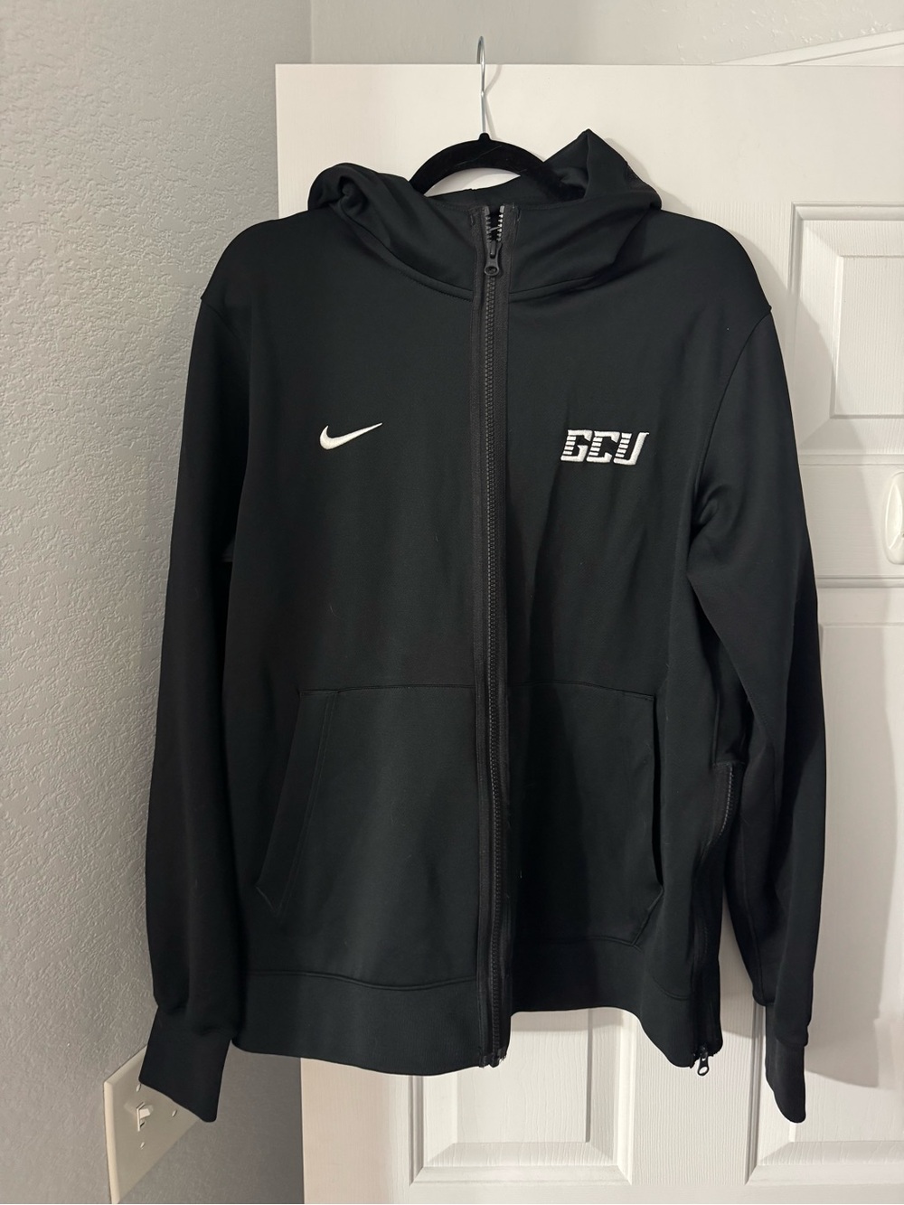Nike Black Full-Zip Hooded Jacket with White Logos